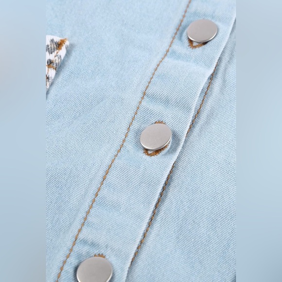 NEW Casual Leopard Denim Lapel Long Sleeve Button Down Oversized Jackets Coat - Picture 7 of 9